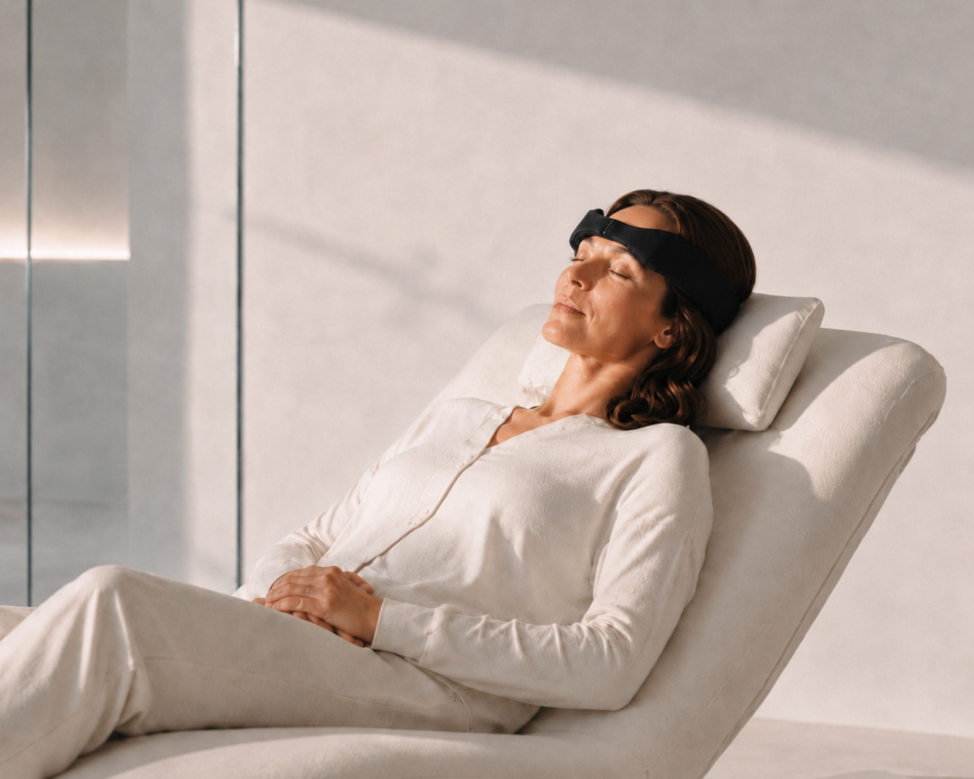 Resting during a supervised daytime session with a soft EEG headband